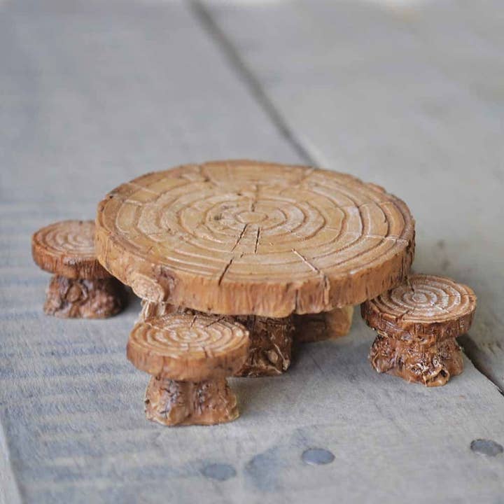Fiddlehead Woodland Table & Stool Set/5 for wholesale by Fairygoodies