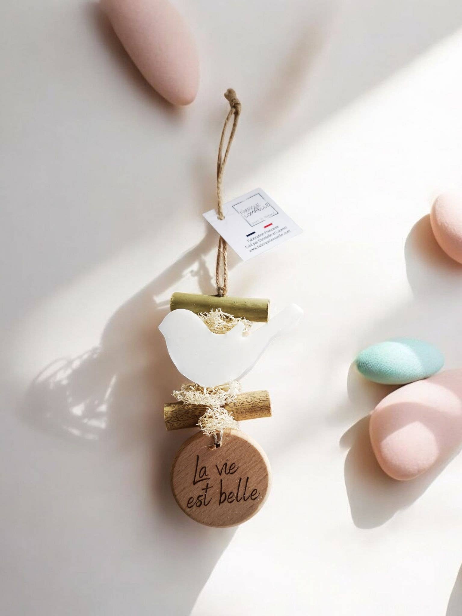 fabrique lomaelle - Wholesale Ornament - Bergamot Bird Soap Braid with an engraved wood "Life...1