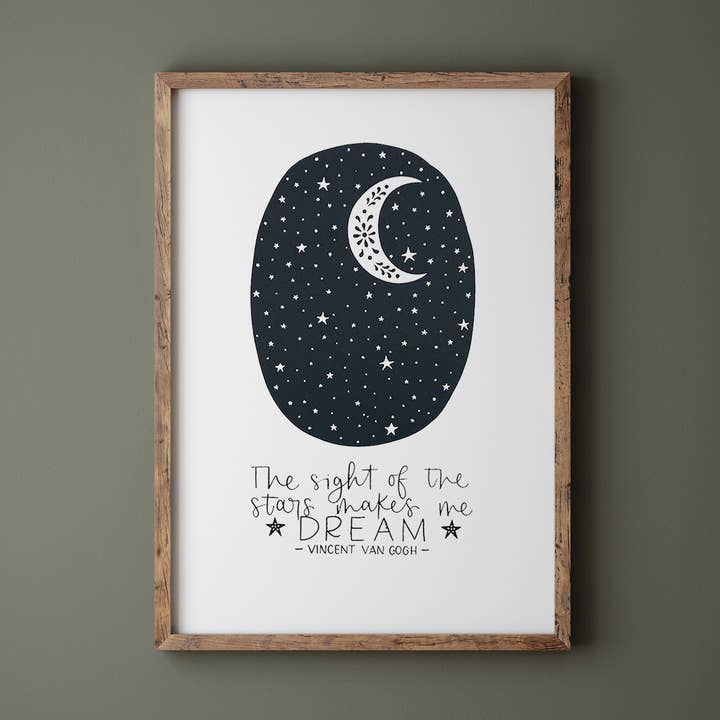 La vista delle stelle... | Serigrafia A4 | arte da parete per la vendita all'ingrosso da parte di Once upon a Dandelion