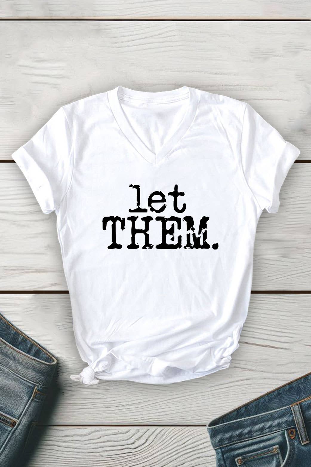 Top Avenue - Wholesale T-Shirt (Graphic) - Unisex - Let Them Retro Typewriter Unisex V Neck Tee0