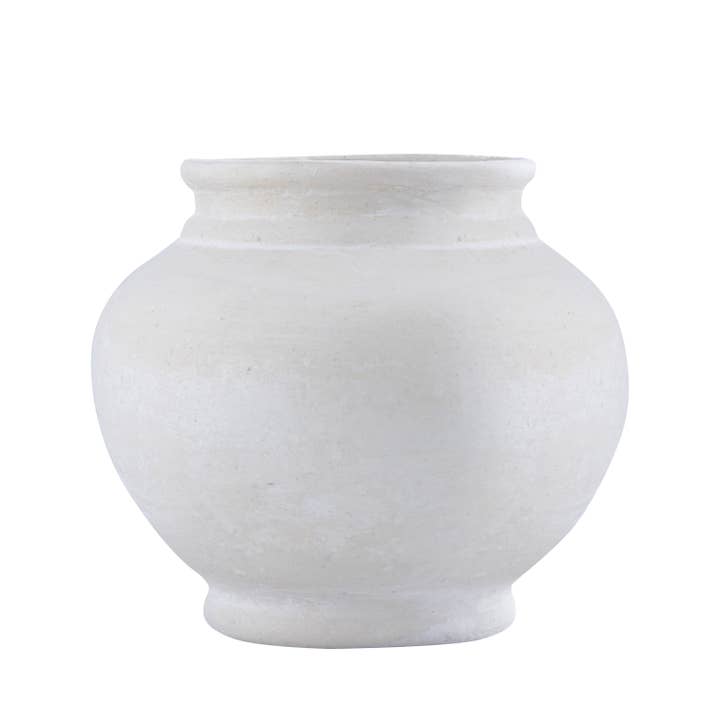 Paper Mache Pot Natural White Dia 9.45" for wholesale on Faire