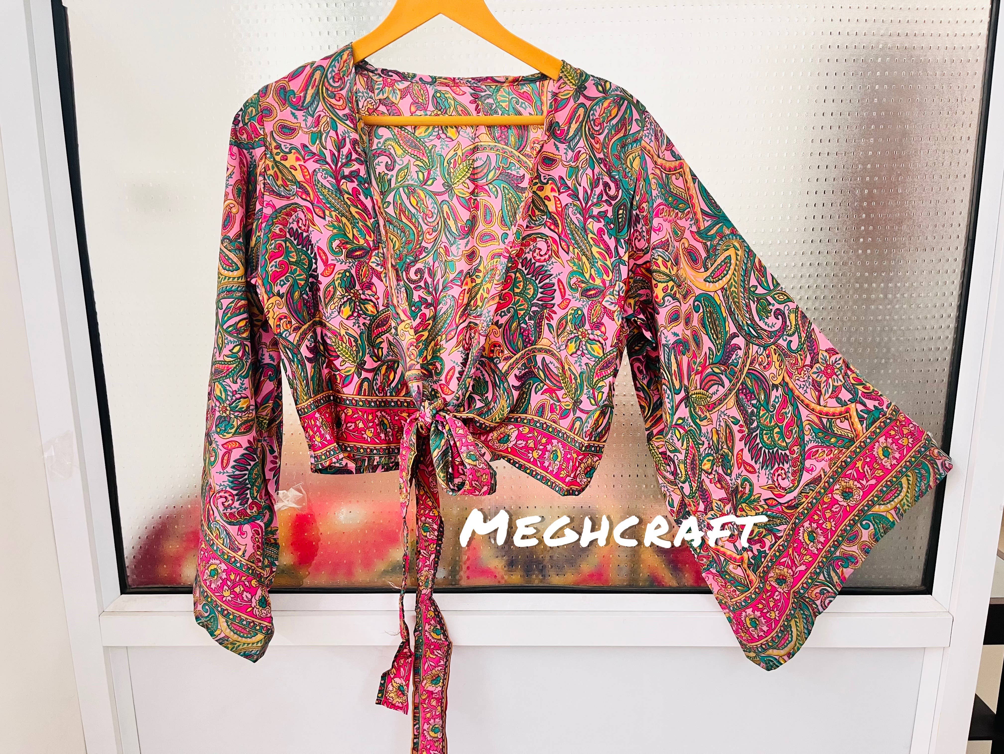 Meghcraft – Engroshandel Bluse - Dame – Silketop med klokkeærmer og bindebånd11