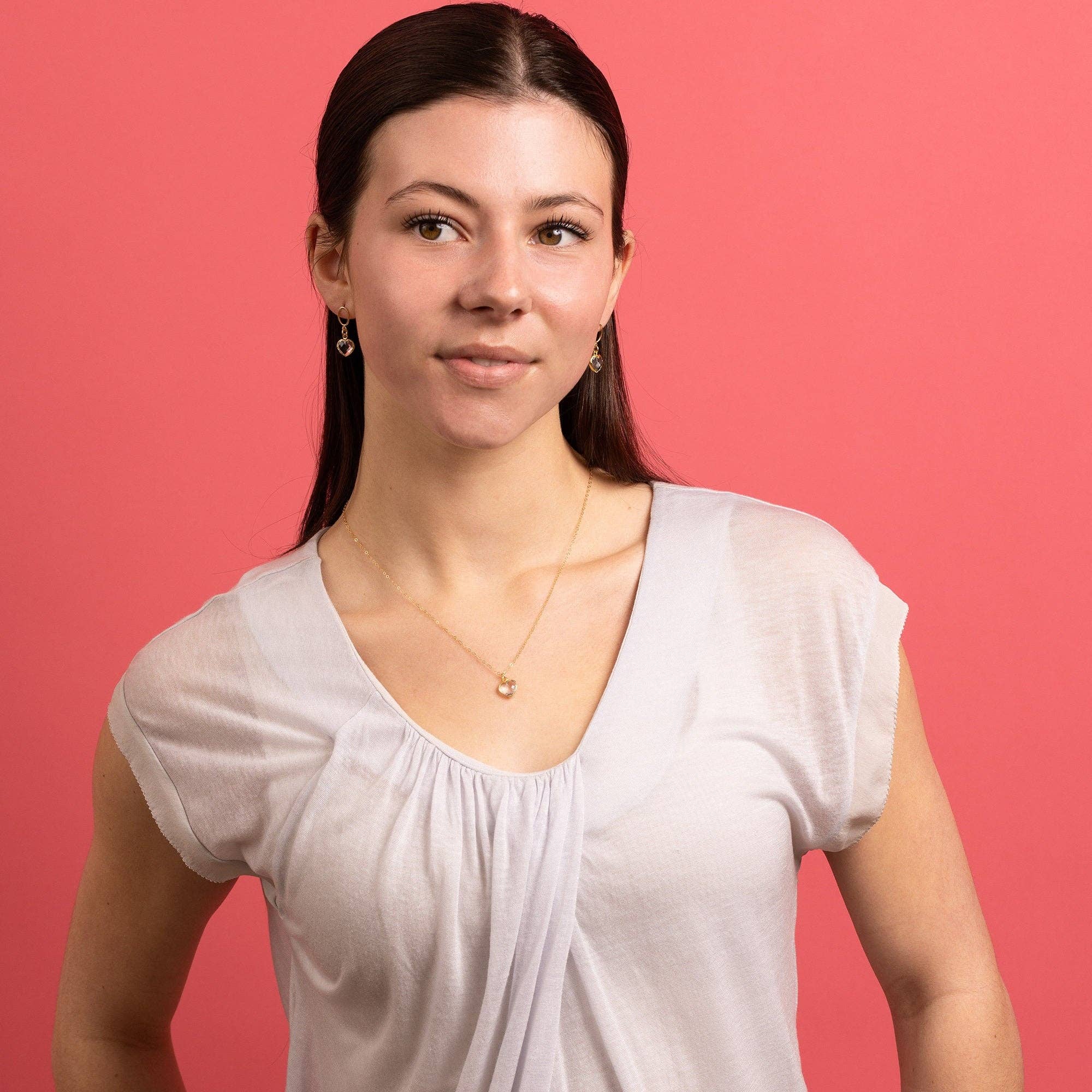 Soul & Little Rose - Wholesale Pendant/Charm Necklace - Quartz Small Heart Pendant Gold Necklace3