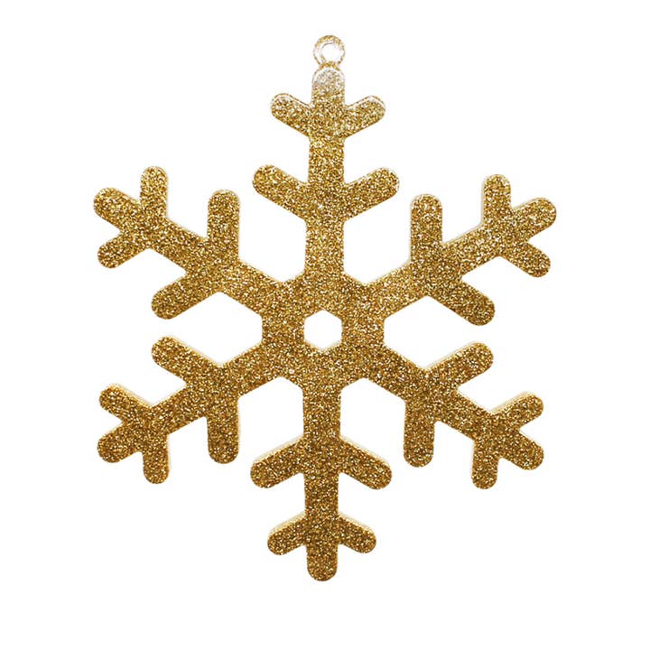 Ornamento glitterato a forma di fiocco di neve, oro, 17,8 cm per la vendita all'ingrosso da parte di Very Christmas