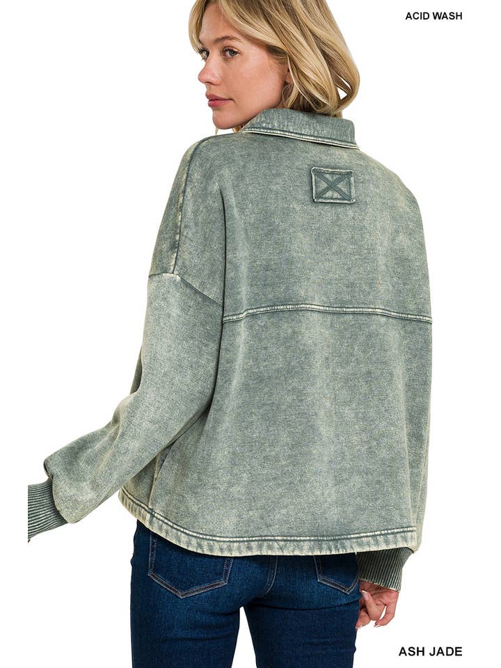Vanilla Monkey - Vente Veste-chemise – femme - Veste courte en polaire délavée à l'acide avec poche avant7