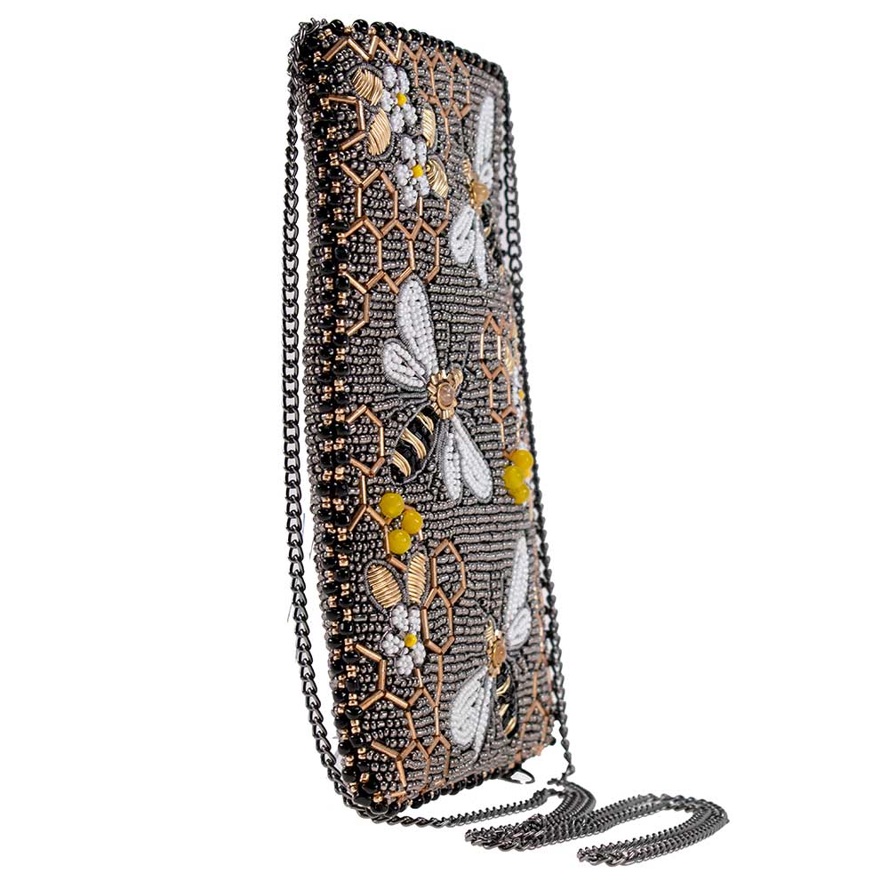 Mary Frances Accessories - Wholesale Crossbody Bag - Women's - Bee Awesome Beaded Bumble Bees Crossbody Phone Bag2