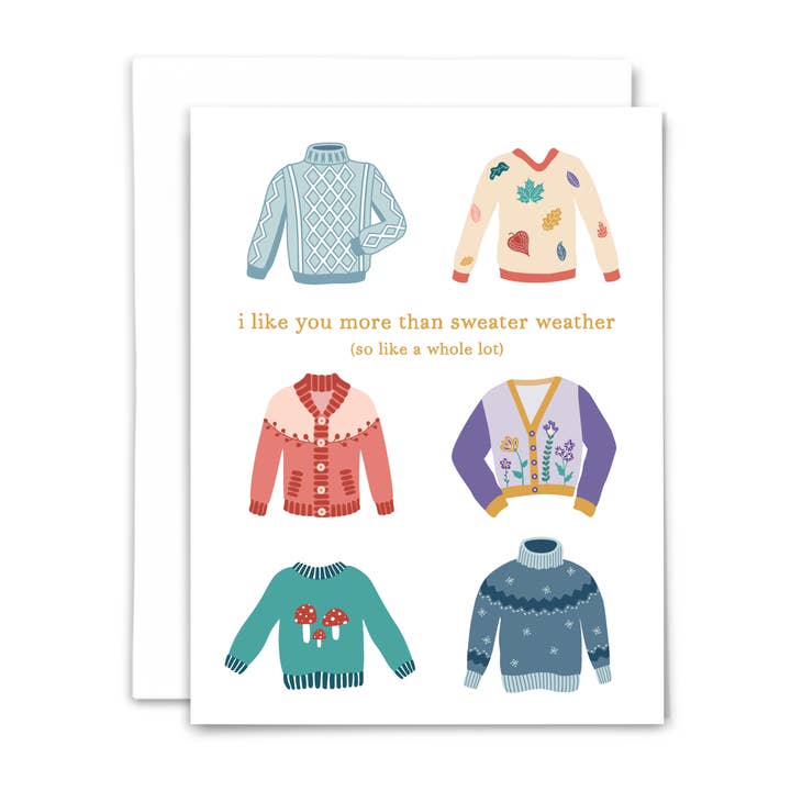 NEW! Sweater weather: greeting card for wholesale by and the moon will rise