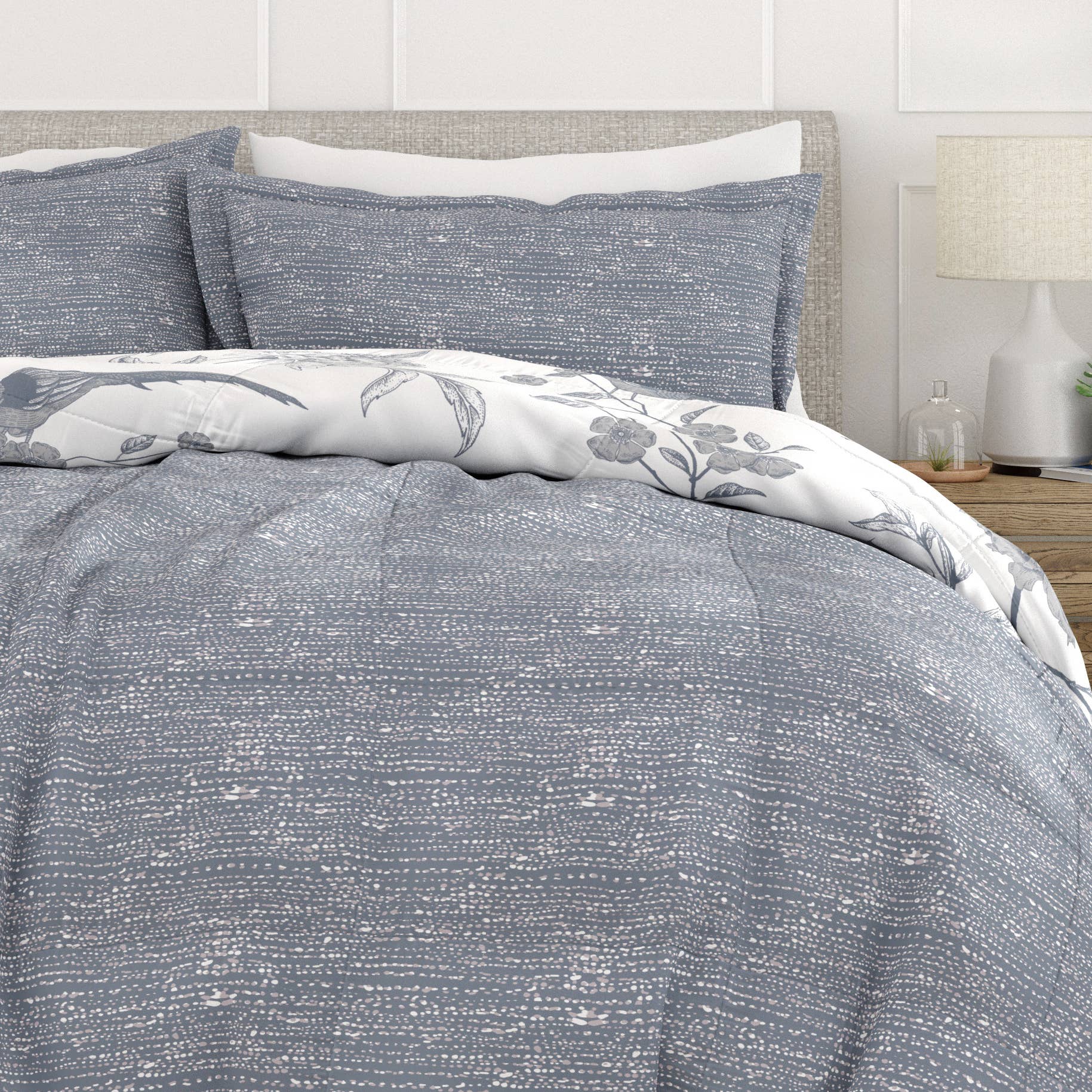 Bleu Clair Ensemble de couette réversible Down Alt Molly Botanicals en vente sur Faire1