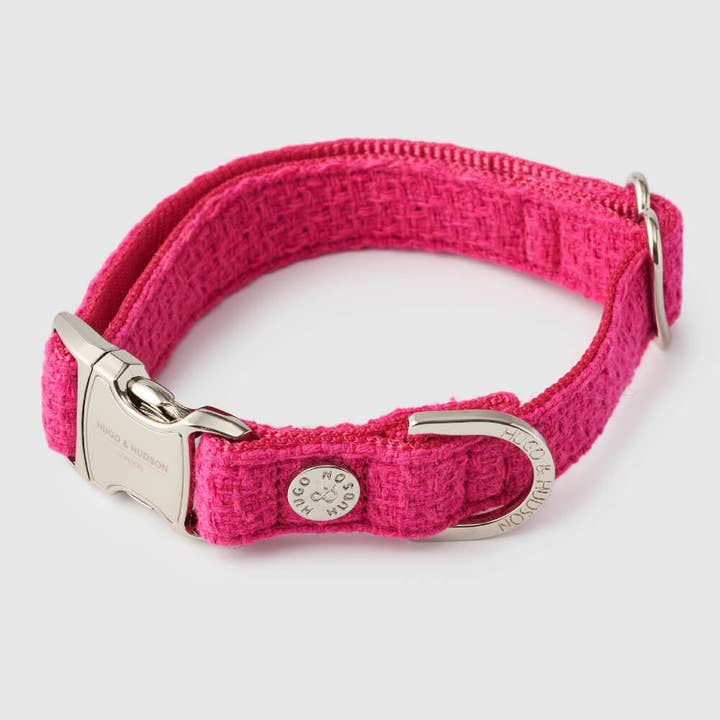 Hugo & Hudson – wholesale Pet collar – Dog – Pink Luxury Tweed Dog Collar2