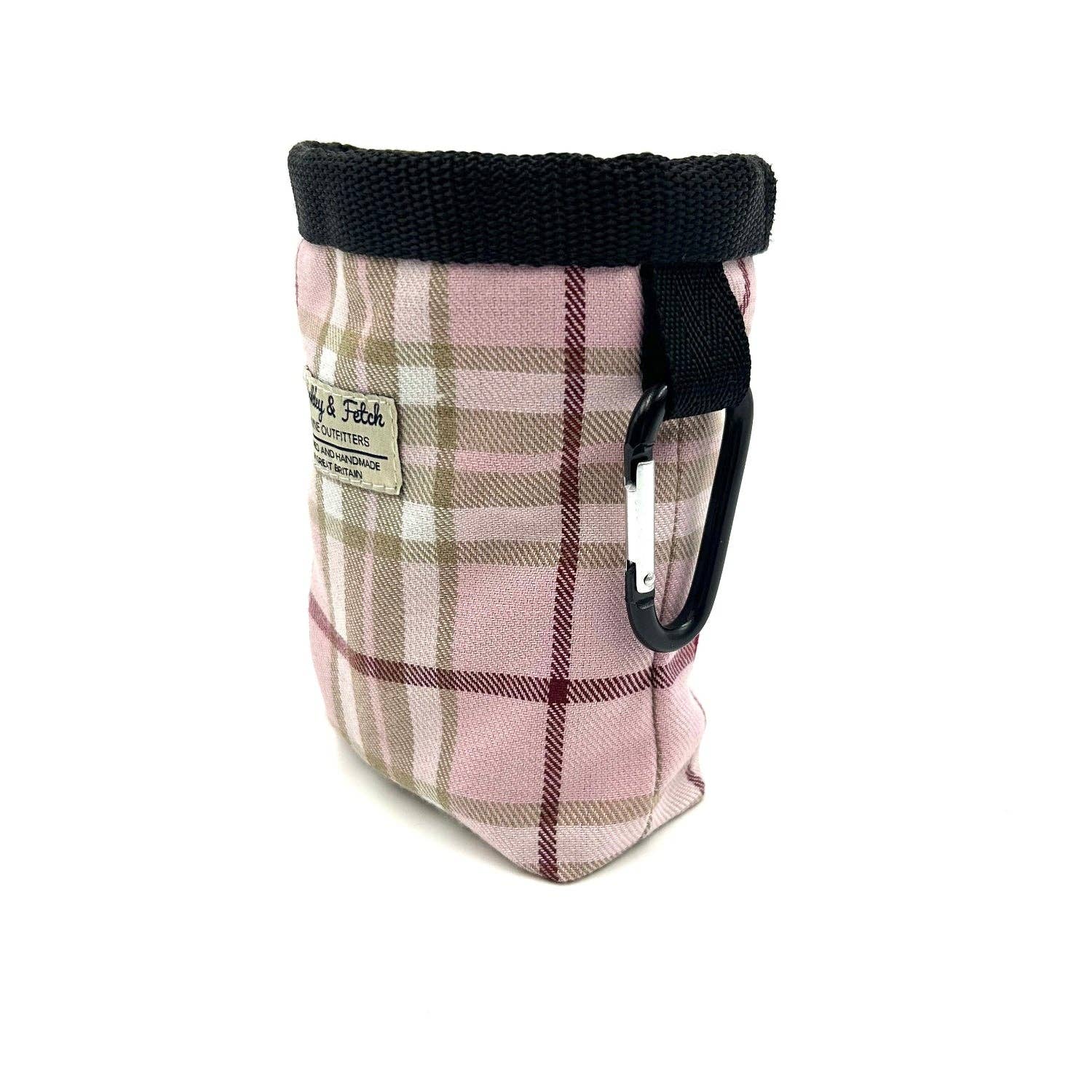 Barkley and Fetch – wholesale Pet treat bag – Dog – Pale Pink Tartan Treat Bag1