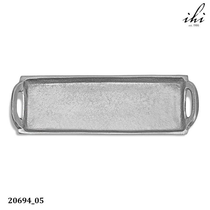India Handicrafts Inc - Wholesale Decorative Tray - Textured Slim Rectangule Aluminum Handle Tray9