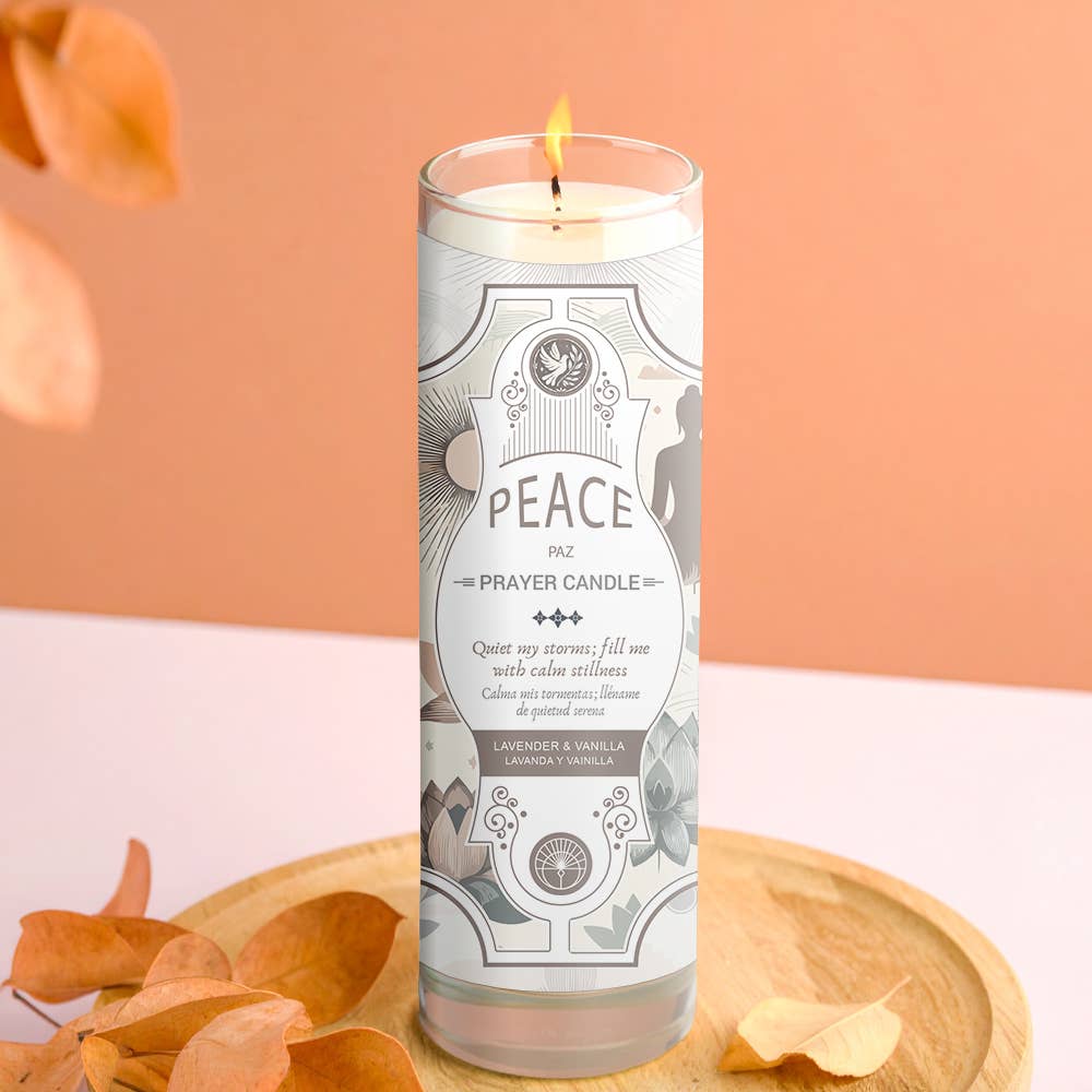 Designs by Deekay Inc. - Wholesale Votive Candle - Peace Prayer Candle 8" (9.5 oz)1