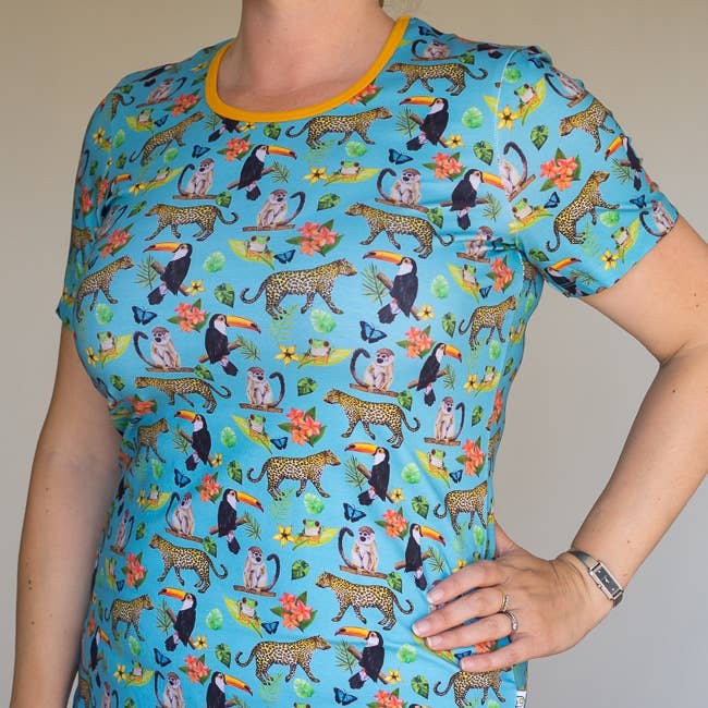 Camiseta Rainforest in Blue para mujer para venta al por mayor de JECO