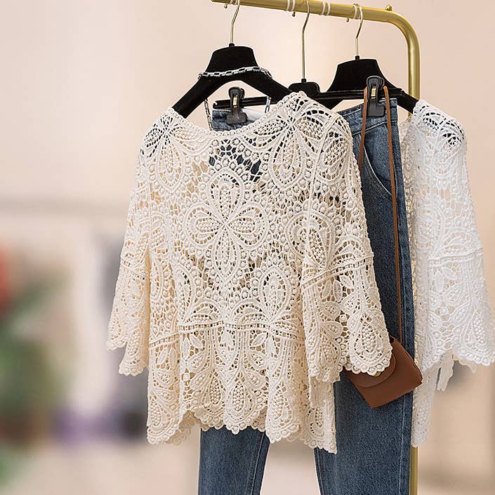 Hope & Sunshine - Wholesale Cardigan - Women's - Crochet Lace Knit Pullover Cardigan