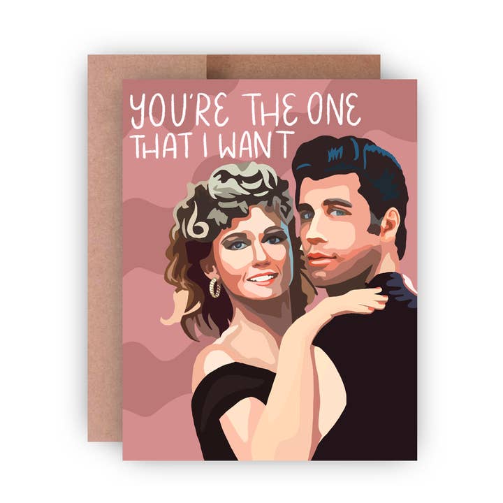 You're The One That I Want Grease Liebes-Grußkarte im Retro-Look für den Großhandel von Paper Rings Press
