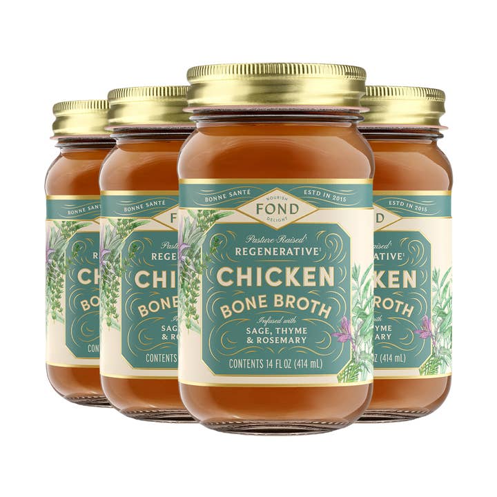 Bouquet Garni Pasture-Raised Chicken Bone Broth 14oz for wholesale by Fond Regenerative