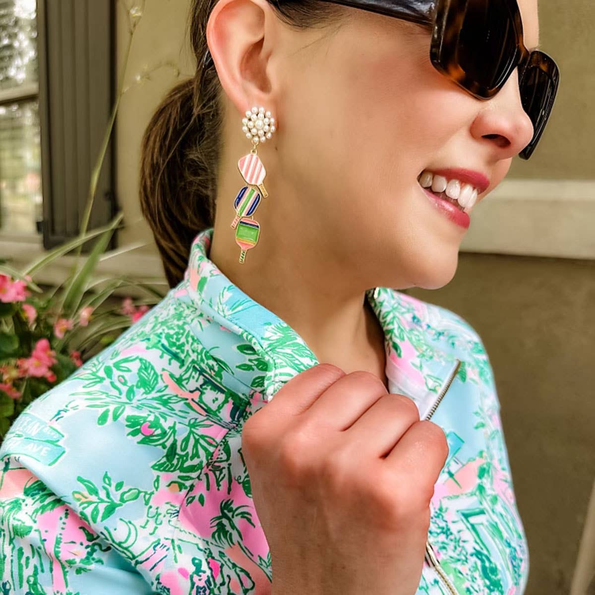 Canvas Style – Brincos de argola por atacado – Brincos de Gota Ellie Pickleball Triple Linked Pickleball1