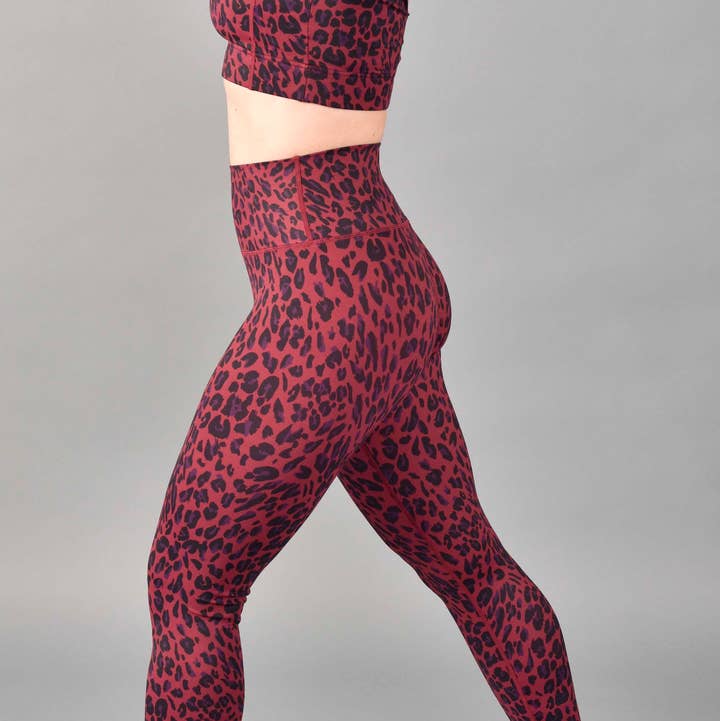 Ultra High Rise Recycled Luxe 7/8 Legging in Red Leopard for wholesale by Wear Love More LLC