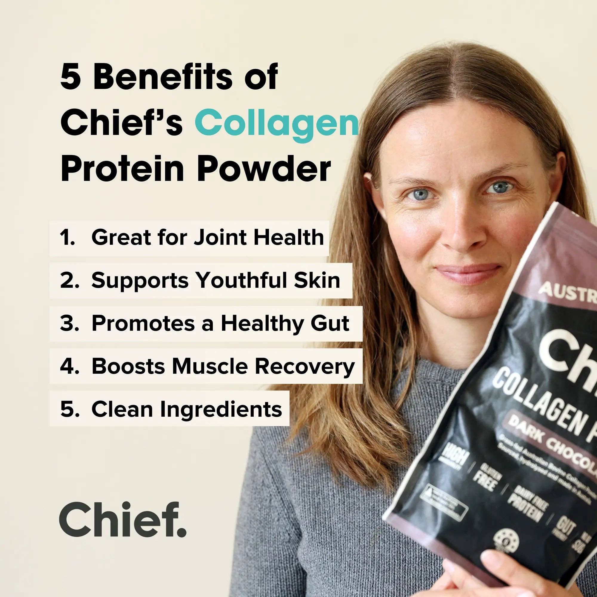 Chief Nutrition - Wholesale Protein/superfood powder - Grass-fed Collagen Protein Powder - Dark Chocolate2