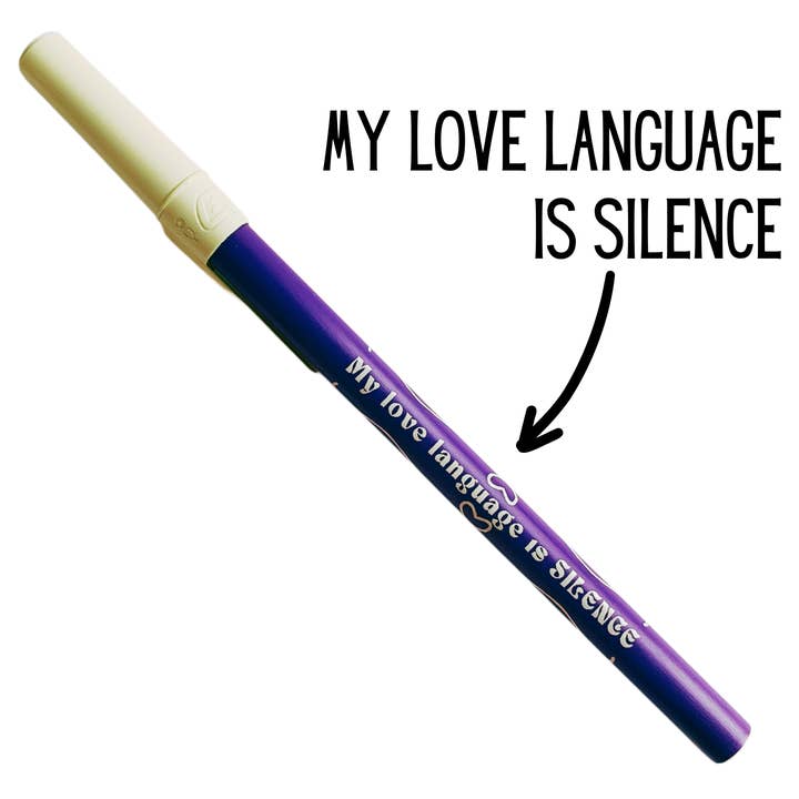 GetBullish - Wholesale Pen - My Love Language Is Silence Ballpoint Pen in Violet | Gen Z