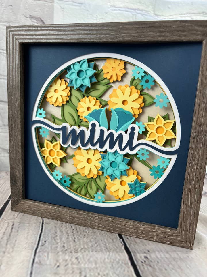 Boîte à ombres en papier Mimi Floral 3D pour la vente par Olivia Reagan Designs