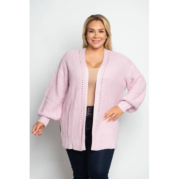 Curve Market - Vendita all'ingrosso Cardigan - Donna - CARDIGAN PLUS SIZE IN MAGLIA CON APERTURA FRONTALE1