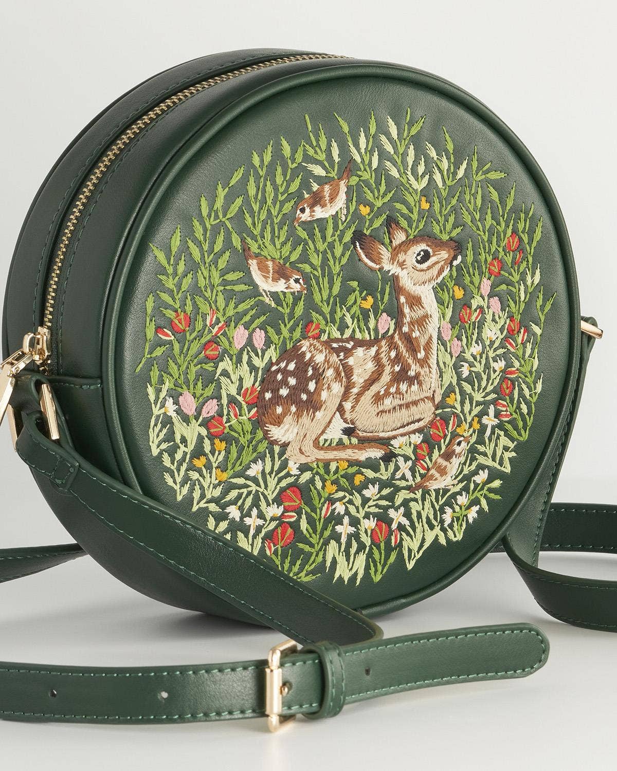 Fable England – wholesale Crossbody bag – Women's – Chloe Fawn Embroidered Circle Purse - Green 4