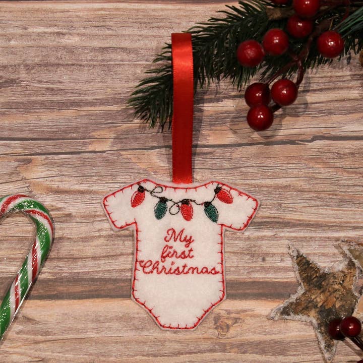 Baby's First Christmas, Baby Ornament, Christmas Tree Decoration, Christmas Hanging Decoration, Christmas Tree Decoration for wholesale by Mummy's Marvellous Makes Ltd
