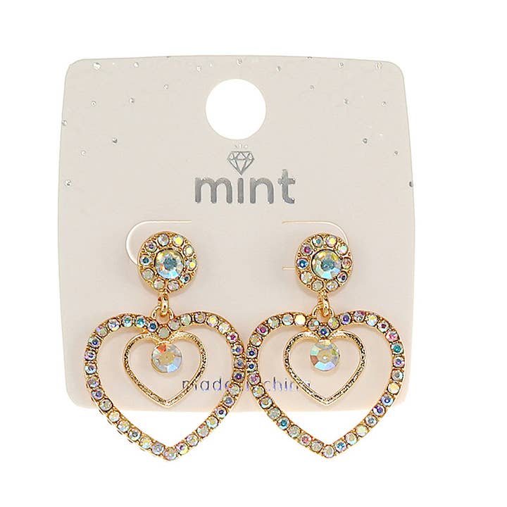 Rhinestone Heart Earring for wholesale by Atlas Fashion