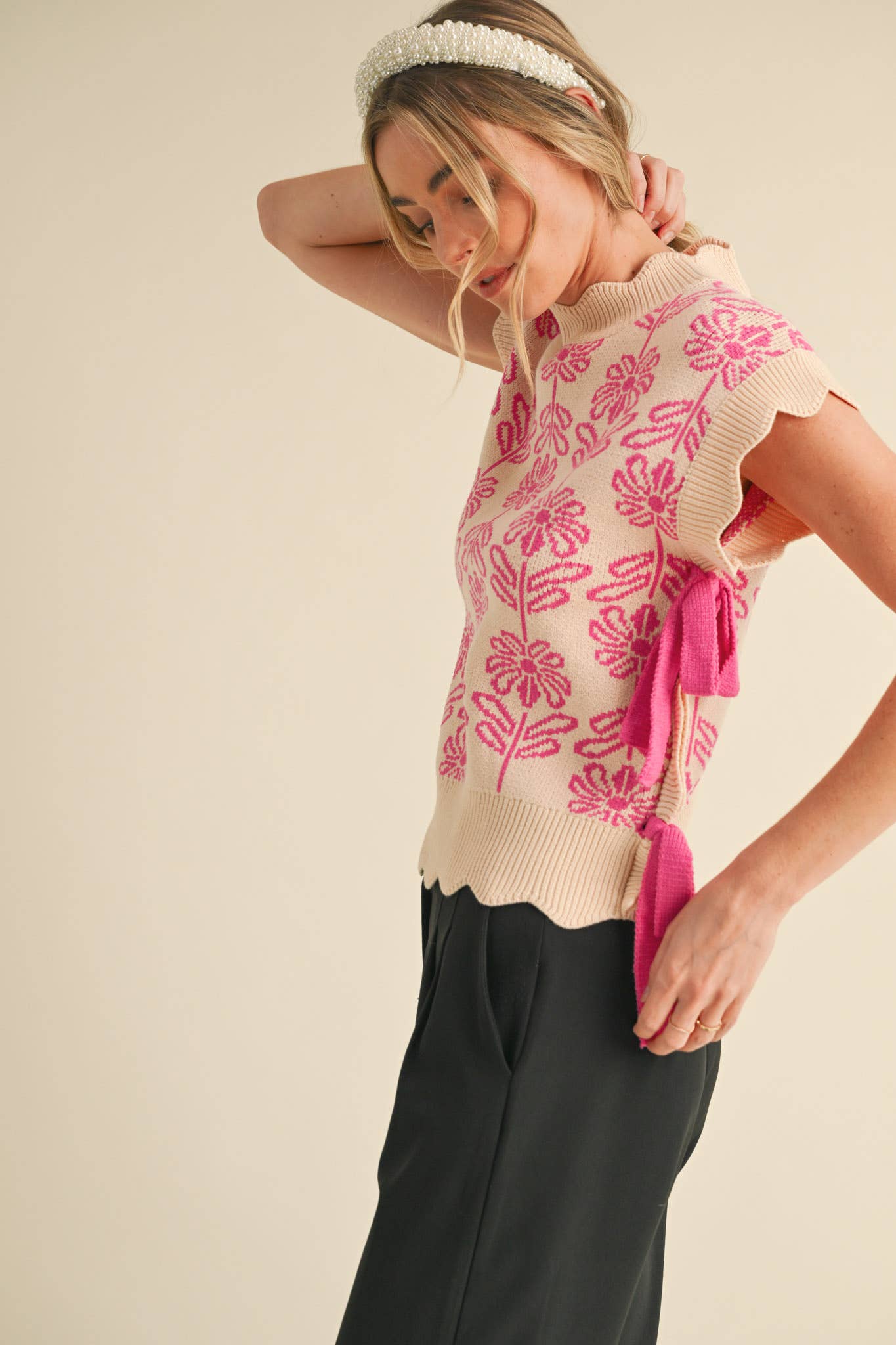 &MERCI – wholesale Tröjväst – Dam – MOCKNECK BLOMMIG TRÖJVÄST MSW1074395