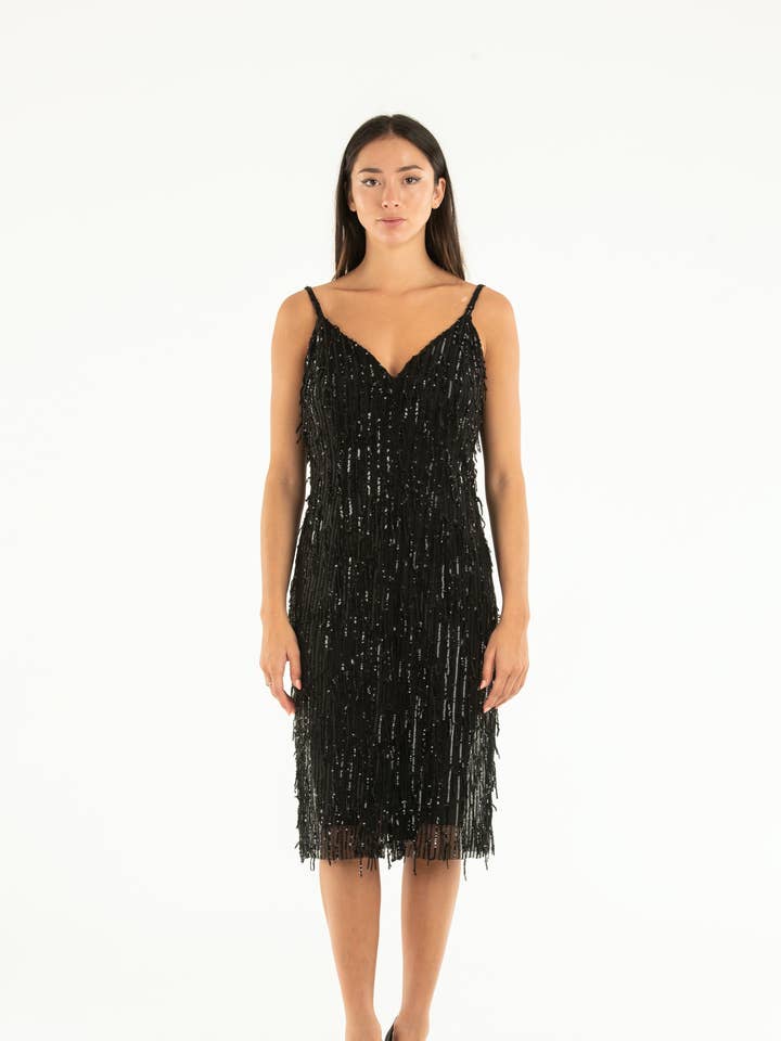 Paillet kjole med stropper for engroshandel hos Christine Bi