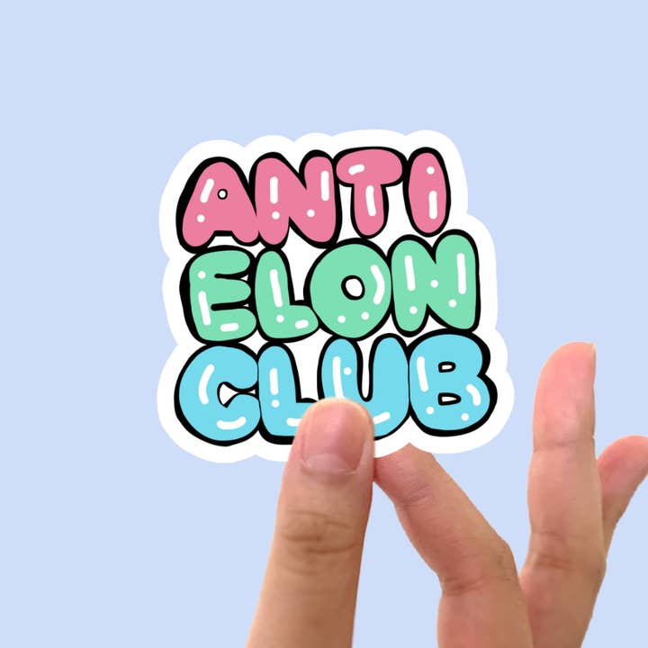 Anti Elon Club Sticker for wholesale by Mister Lychee Co