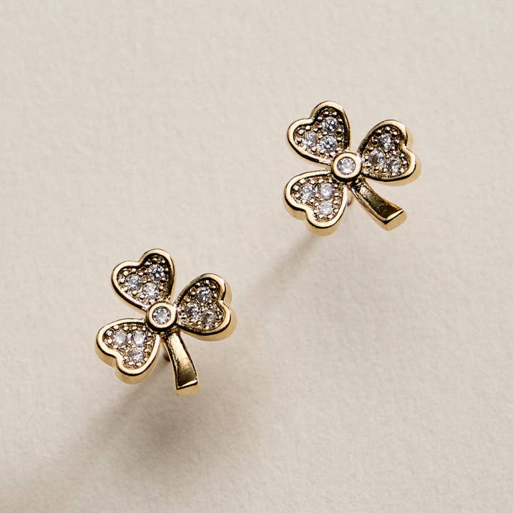 Gold Filled Cubic Zirconia Petal Stud Earrings for wholesale by Frem