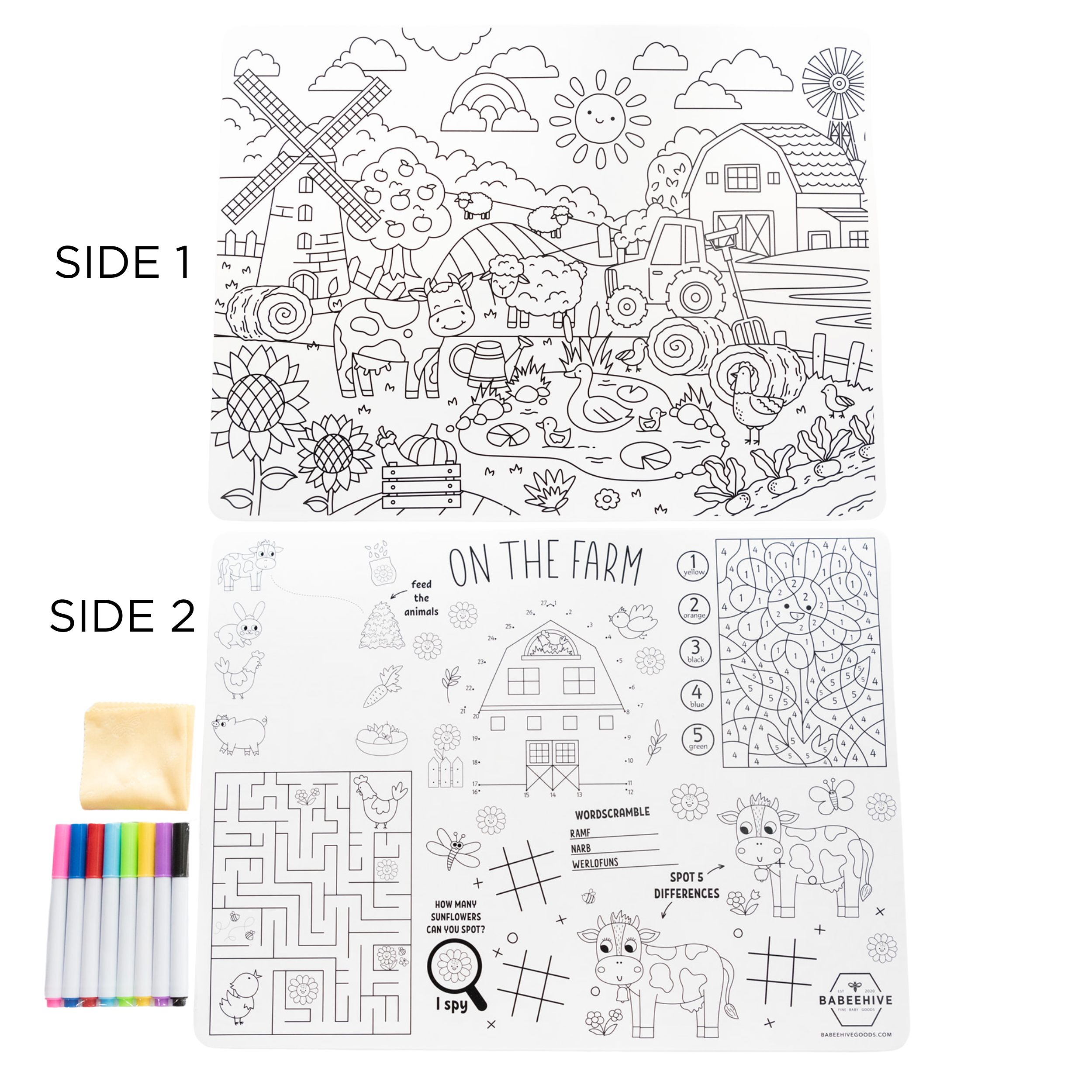 Babeehive Goods - Wholesale Coloring Mat - Kids & Baby - Silicone Reusable Coloring Placemat21