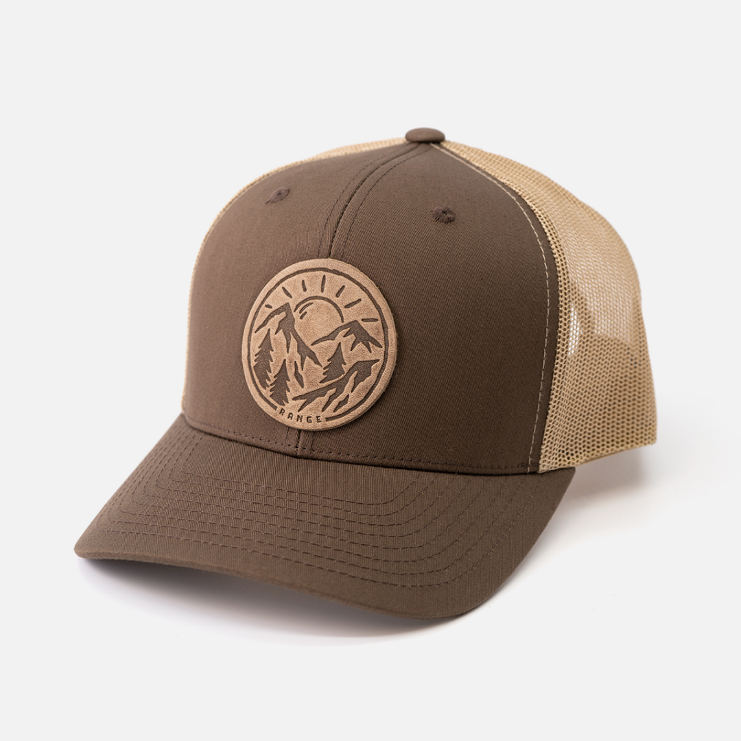 Range Leather Co. - Vente Casquette de camionneur – unisexe - Chapeau vintage Sunrise | Casquette de camionneur à patch en cuir5