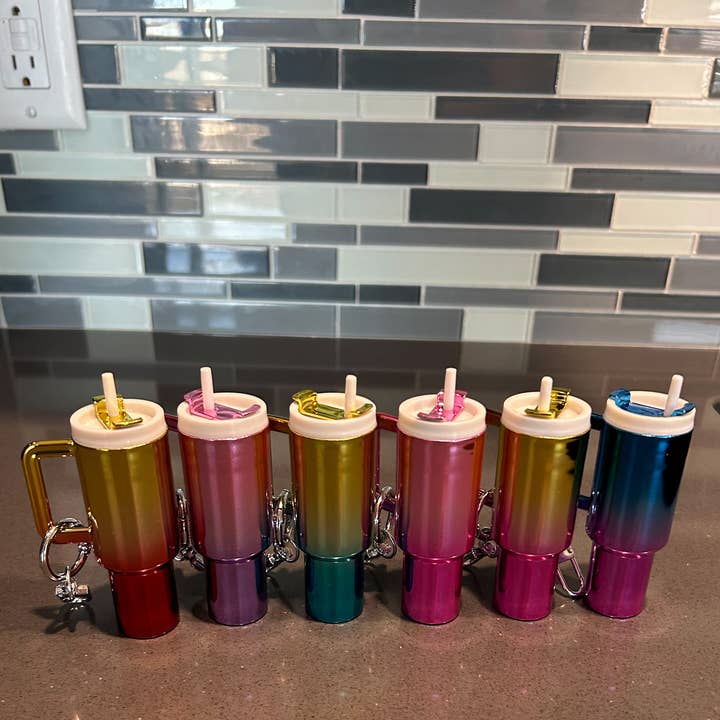JILLIAN INK LLC - Wholesale Keychain - Women's - Chrome Ombre Plastic Tumbler Keychain with Removable Lid3