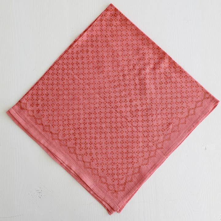 Nade - Wholesale Bandana - Women's - Naturally Dyed Pinwheel Block Printed Bandana