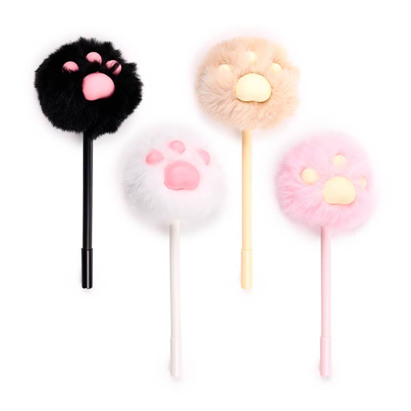 Puckator Ltd – wholesale Pen – Beans & Co Cats Fine Tip Pom Pom Pen with Fluffy Paw Topper1