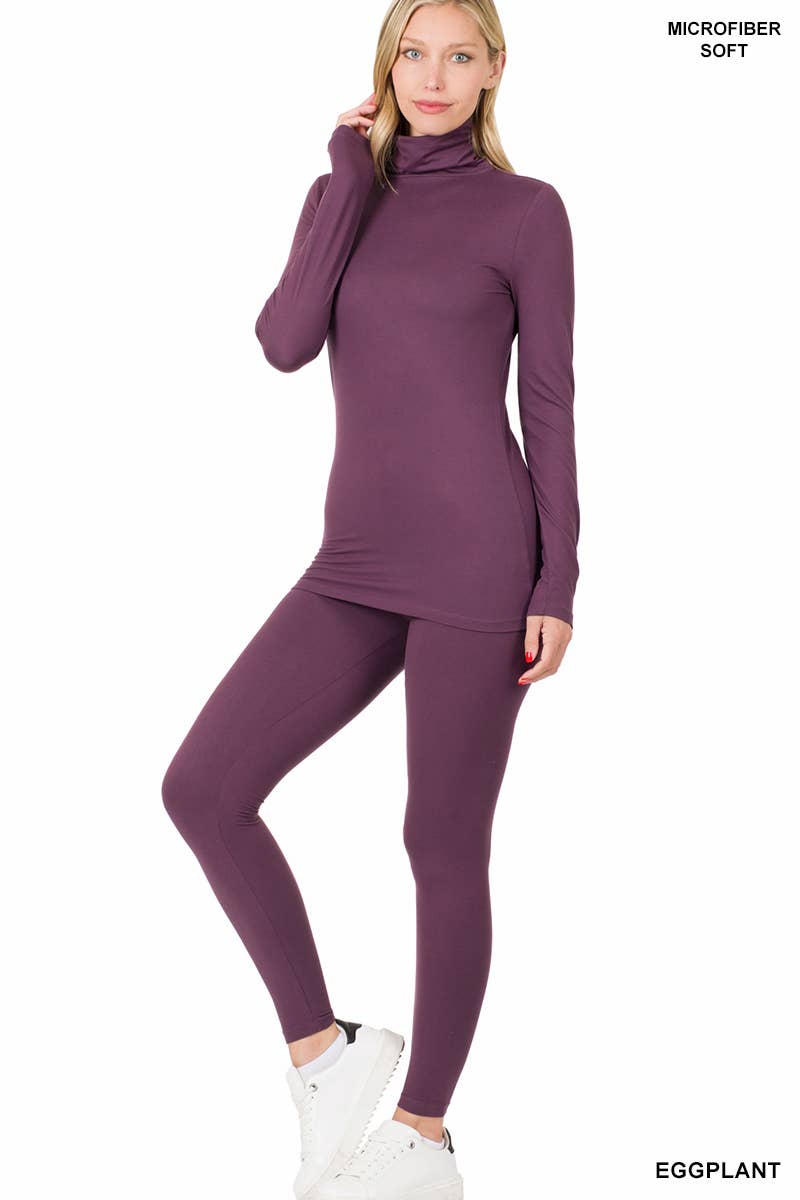 Vanilla Monkey – wholesale Lounge set – Women's – Brushed Dty Microfiber Mock Neck Top Leggings Set7