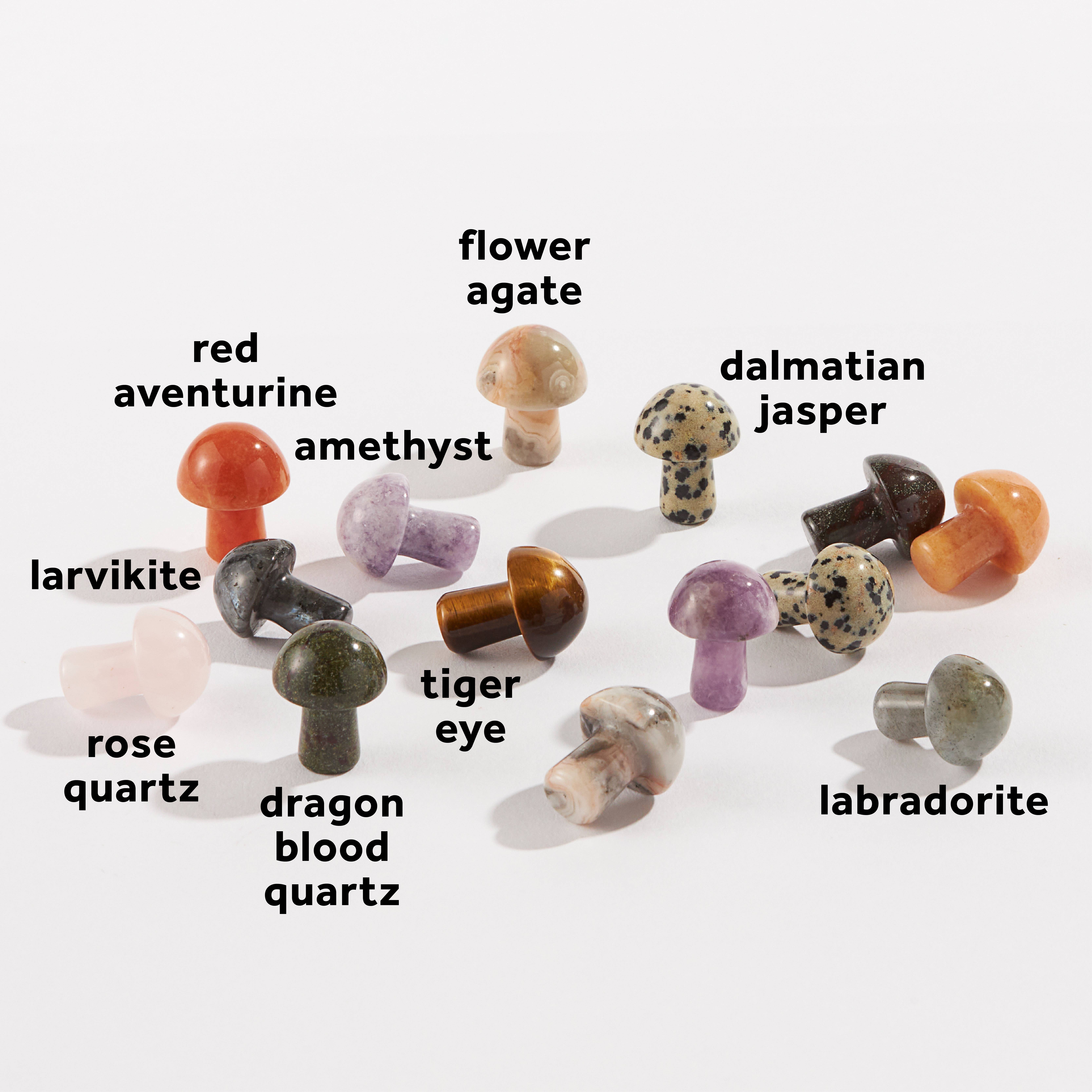 GeoCentral - Wholesale Spiritual Stone/Crystal - Assorted Carved Crystal Mini Mushrooms - 36 pcs 🍄5