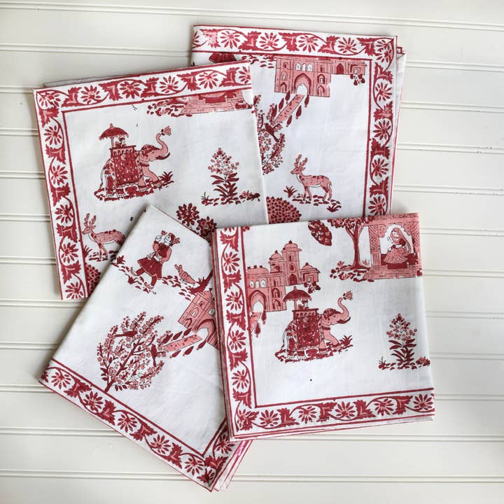 Serviette RAJ Pink, 4er-Set für den Großhandel von PACIFIC & ROSE TEXTILES