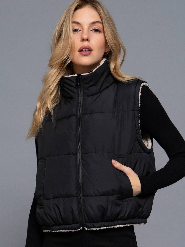 Active Basic | Active USA - Wholesale Outerwear Vest - Women's - Reversible Fur Padding Vest