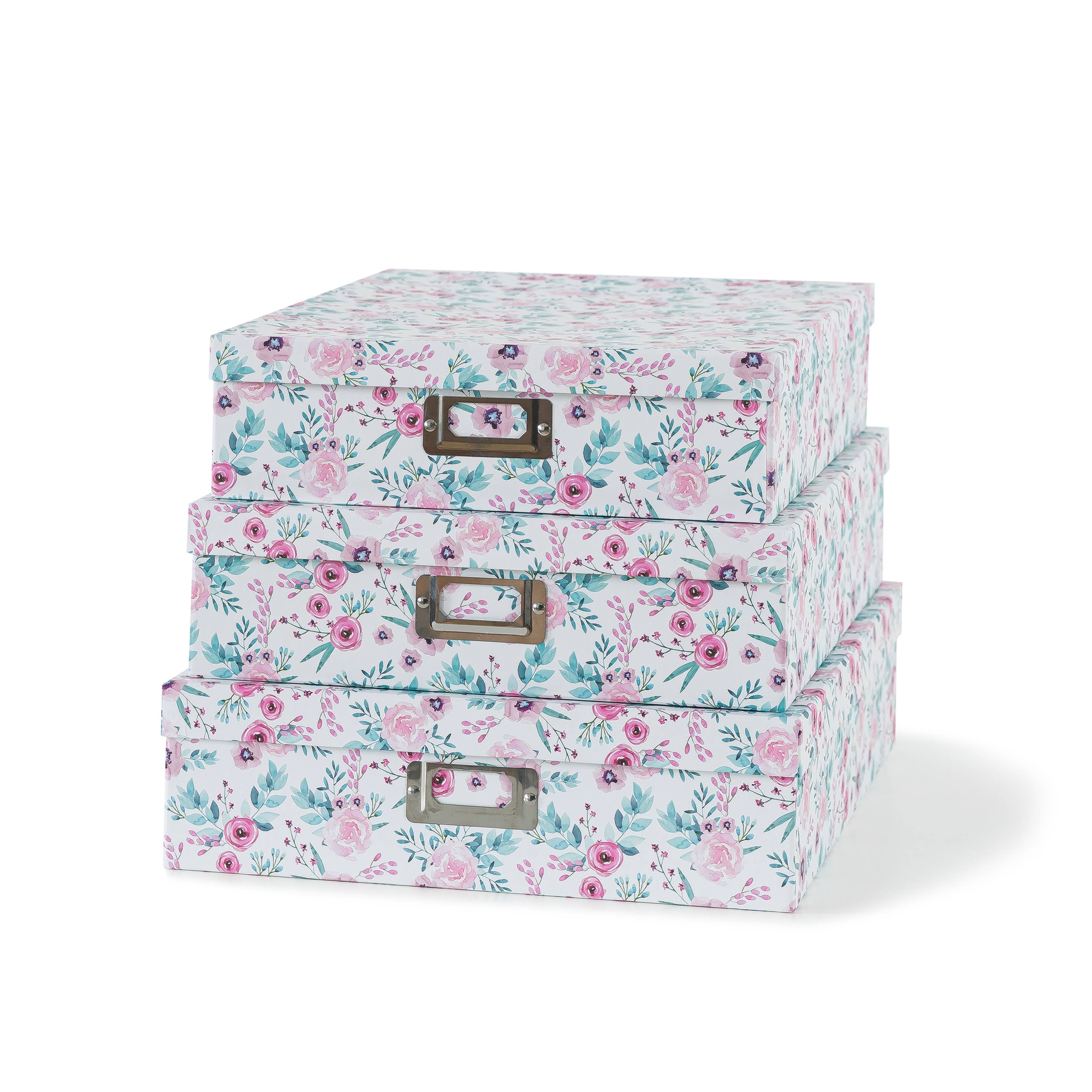 Soul & Lane - Wholesale Decorative Box - Set of 3 Floral Decorative Boxes with Lids for Documents