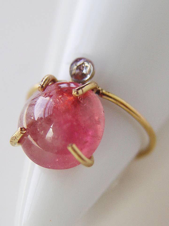 Pink Tourmaline Gold Filled Double Gemstone Ring for wholesale by Friedasophie