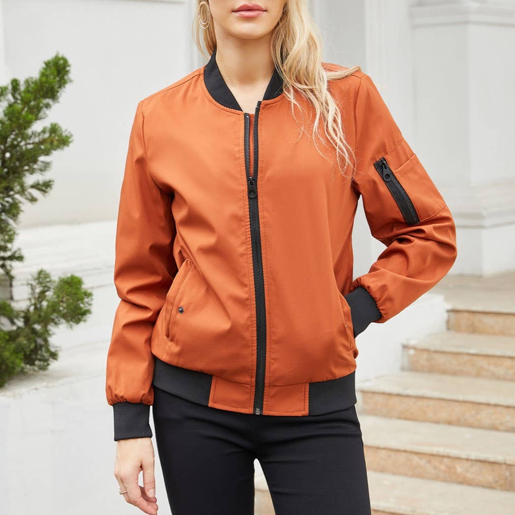 Rosa Clothing - Wholesale Bomber Jacket - Women's - zip front bomber jacket with side pocket14