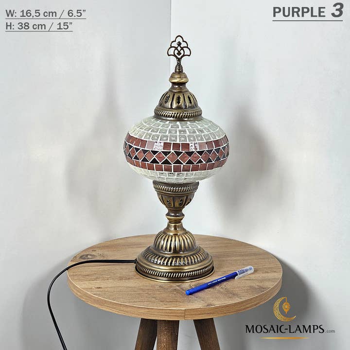 Mosaic Lamps - Wholesale Accent/Desk Lamp - 10+ Colors - Turkish Mosaic Large Globe Table Lamp, Marrakec70