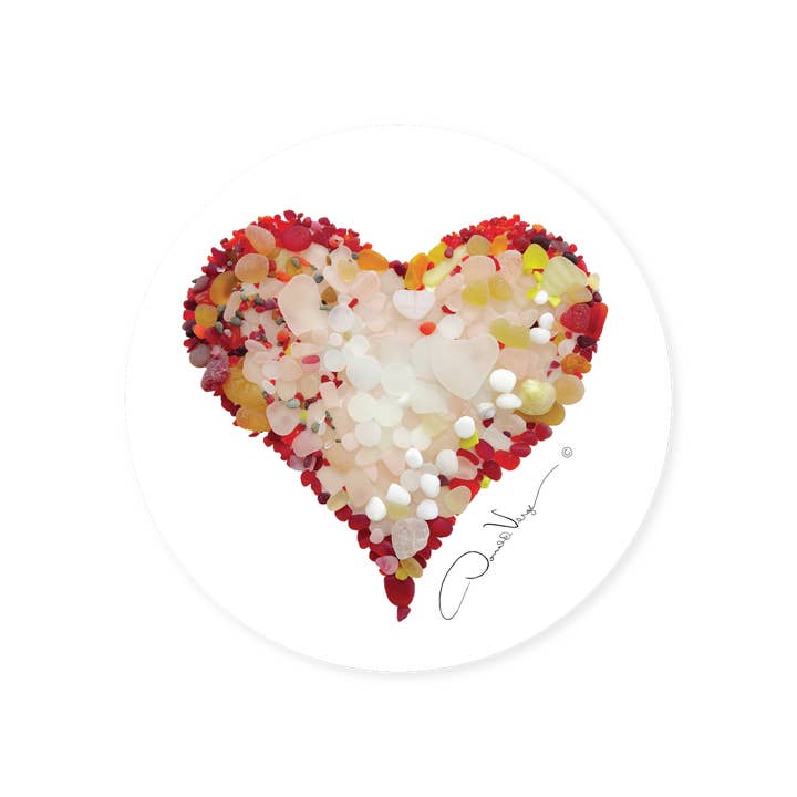 Donald Verger Photography – wholesale Sticker – Valentines Day & Christmas Seaglass Heart Art Vinyl Sticker