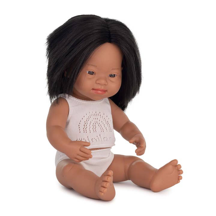 Baby Doll Hispanic Girl with Down Syndrome 15" inch (box) for wholesale by Miniland Educational