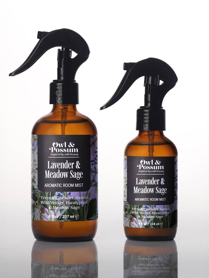 LAVENDER & MEADOW SAGE Fine Mist Room Spray for wholesale by Owl & Possum