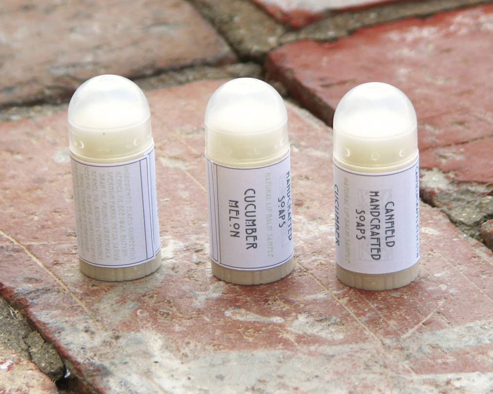 Canfield Handcrafted Soaps - Wholesale Lip Balm - Mini Lip Balm with Shea and Cocoa Butter - Cucumber Melon1